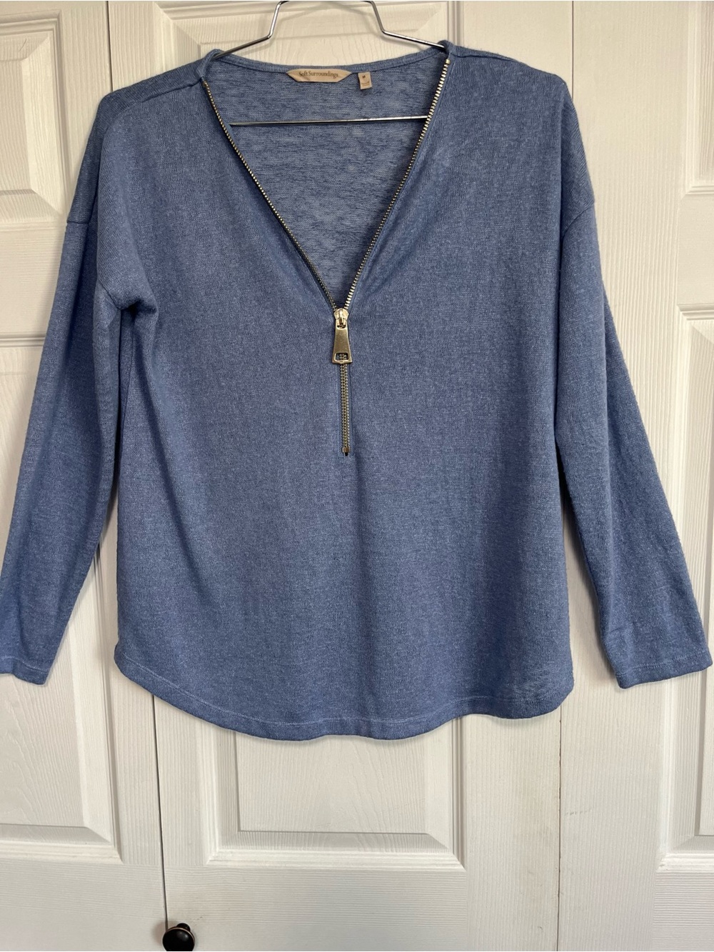 Quarter-Zip Blue Pullover Sweater